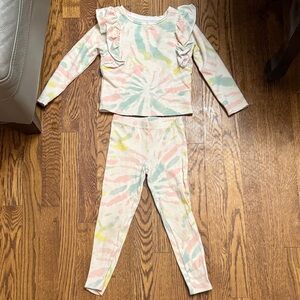 Grayson Mini Cream Tie-Dye Kids Set with Ruffle Details size 5T